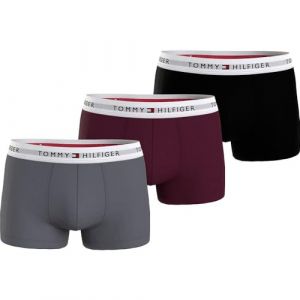 Tommy Hilfiger Homme Boxer Lot de 3 Slip Sous-Vêtement, Multicolore (Fossil Grey/D Burgundy/Black), S