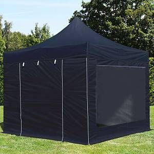 Intent24 Tente pliante tente pliable 3x3m - avec fenêtre panoramique PROFESSIONAL toit 100% imperméable tente de jardin pavillon noir.FR