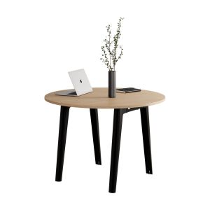 Table ronde en chêne éco-certifié D110 x 75 cm piètements noirs New Modern - Tiptoe