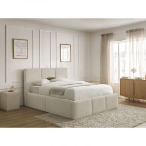 Bobochic Lit coffre elya tissu bouclette 160x200 Beige