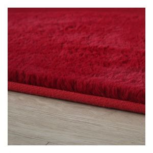 Allotapis Tapis uni doux &agrave; courtes m&egrave;ches rond Beads &Oslash; 120 Rouge