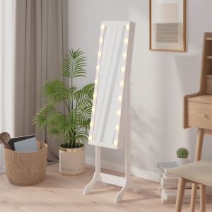 VidaXL Miroir sur pied blanc avec LED blanc 34x37x146 cm 351766