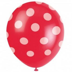 6 ballons à pois blancs