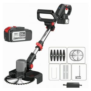 Coupe Bordure sans fil Brushless 21V avec 2 Batteries 4.0Ah - Débroussailleuse à Tube Télescopique - Tête Pivotante - 9 lames
