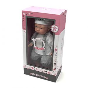 Tachan Poup&eacute;e avec Corps Souple de 40 cm, habill&eacute;e en Costume b&eacute;b&eacute; Gris et 12 Sons diff&eacute;rents (781T00434)