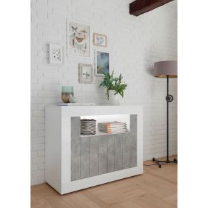 home24 Buffet 2 portes battants Bronte blanc laqué brillant cement - SUBLEEM