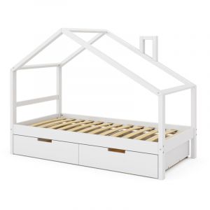 Image de Vitalispa Lit Bebe Lori, Blanc, 80x160 Cm Avec Tiroirs, Sans Matelas