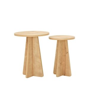 Calicosy Wooden Art - 2 Tables d'appoint Mushroom chêne - 40x50x40 cm (1 Pièce)