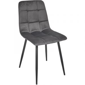 The home deco factory Chaise Mateo En Velours Gris Home Deco Factory