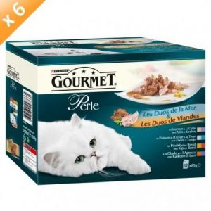 Purina Gourmet Perle - Paté pour chat : les duos de la mer & les duos de viandes (6 x 12 x 85 g)