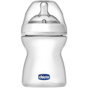 Image de Chicco Biberon Natural Feeling en polypropylène 150 ml avec tétine en silicone bout droit flux variable (4 mois +)