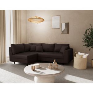 Lisa Design - Rune - canapé d'angle gauche 4 places en simili - marron