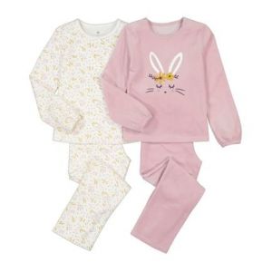 Lot de 2 pyjamas en velours imprimé lapin