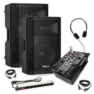 Madison Pack Enceinte Bluetooth Karaoke MAD-ASTRAL300 300W USB SD - 2 Micros - Cadeau Fête Soirée Enfant Anniversaire Musique Boum Noël Dj