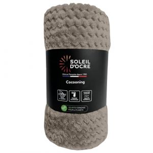 Soleil d'Ocre Couverture, Plaid 220x240 cm COCOONING Taupe