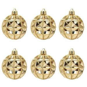 6 boules géométriques de Noël or (7 cm)