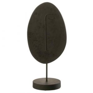 Statuette Déco sur Socle Tête Plate 46cm Noir