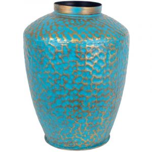 Signes Grimalt Petit vase ethnique en étain doré 34x25x25 cm