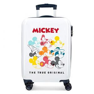 Mickey Magic Valise Trolley Cabine Blanc 37x55x20 cms Rigide ABS Serrure à combinaison 33L 2,8Kgs 4 roues doubles Bagage à main