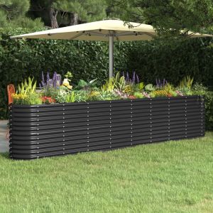 VidaXL Jardinière de jardin Acier enduit poudre 332x40x68cm Anthracite