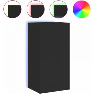 VidaXL Meuble TV mural avec lumi&egrave;res LED noir 40,5x35x80 cm