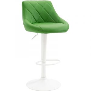 CLP Tabouret de bar Lazio en similicuir avec pied en métal, Vert/Blanc