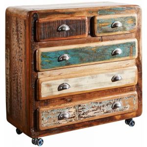 Commode 90x40 Bois de récupération laqué Multicolore freezy 36