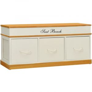 Banc banquette d'entrée de rangement à chaussures 100 x 35 x 45 cm bois de paulownia massif