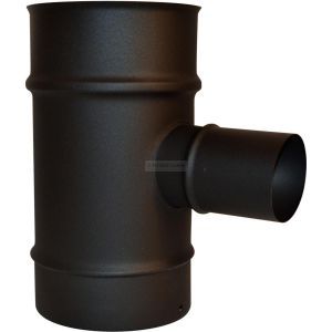 Isotip Joncoux T&eacute; 90&deg; avec piquage prise d'air 60 noir mat diam&egrave;tre 80/125 Gamme APOLLO pellets concentrique r&eacute;f 853408