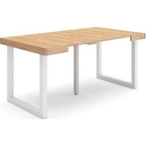 Table console extensible, Console meuble, 160, Pour 8 personnes, Pieds bois massif, Style moderne, Chêne - Skraut Home