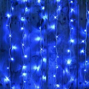 Silumen - Guirlande Rideau stalactite 180LED IP44 3M avec timer - Bleu