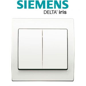 Siemens Double Poussoir Blanc Delta Iris + Plaque basic Blanc