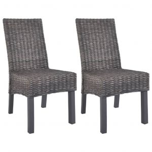 Image de VidaXL Chaises à Dîner Rotin Kubu et Bois de Manguier 2 pcs Marron