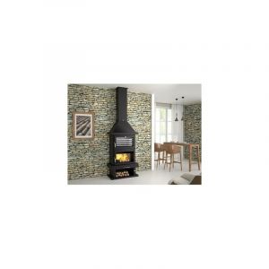 Fm Cheminée à bois en acier avec four supérieur, bûcher inférieur 15 Kw