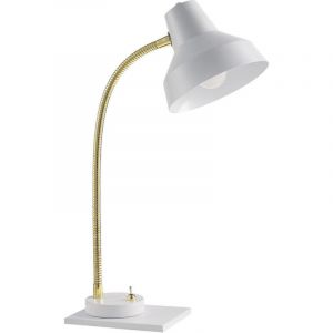 Lampe &agrave; poser industrielle en blanc 40 cm