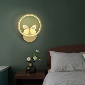 Applique murale led à l'intérieur du spot mural moderne doré à 1 flamme en forme de papillon en acrylique, lumière 3000K Blanc Chaud for salle à