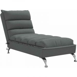 VidaXL Chaise Longue De Massage Avec Coussins Gris Foncé Tissu