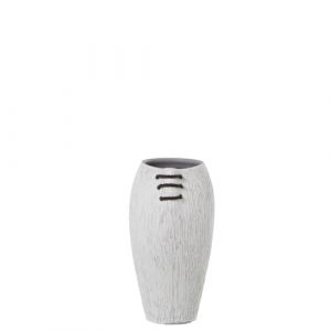 Alexandra House Living Vase Blanc en c&eacute;ramique &agrave; Rayures 19 x 19 x 34 cm