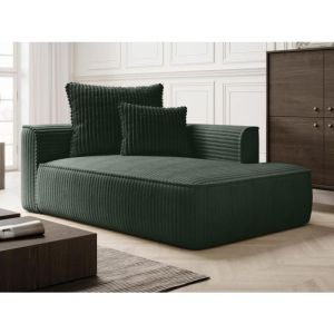 Méridienne droite en velours côtelé grosses côtes vert PINETA