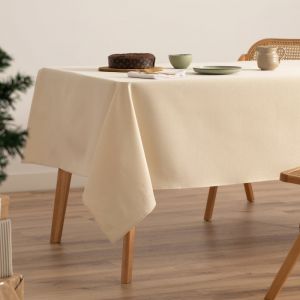 Nappe de No&euml;l en coton jacquard &eacute;cru 140x350 cm