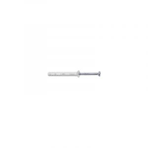 Cheville à frapper nylon NP 6-50 avec collerette plate + vis à tête fraisée zinguée - Boite de 50 - CELO - 9650NP