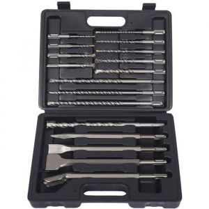 wiltec XPOtool sds plus Lot de 17 Forets à pierre et Burins Lot de forets pour Marteau perforateur pour Maçonnerie et Béton