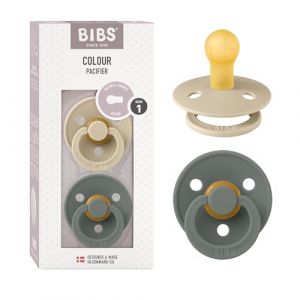 BIBS Sucettes Colour Vanilla/Pine latex 0-6 mois lot de 2