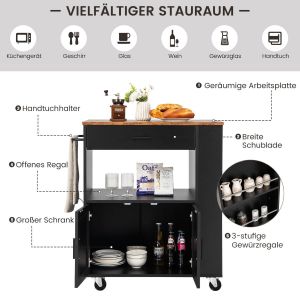 Image de Coast Kitchen Car Rollering Serving car with 3 spice shelves 75 x 46 x 92 cm black