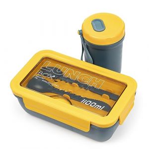 Dam Bo&icirc;te &agrave; repas herm&eacute;tique de 1100 ml avec gobelet thermique et couverts. Passe au micro-ondes 20,3 x 12,3 x 7,3 cm. Couleur : bleu marine