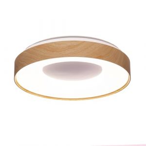 Alpinaluz Plafonnier LED rond 30 W &Oslash;38,5 cm - Design minimaliste avec cadre effet bois et anneau int&eacute;rieur blanc - Lumi&egrave;re CCT r&eacute;glable 3000K-4000K-6000K pour salon, chambre ou cuisine