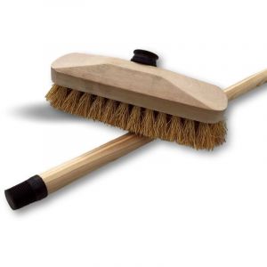 Kibros Balai brosse lave-pont 22 cm en chiendent - Monture bois - Douille vissante plastique - Manche bois 1,25 m 1121