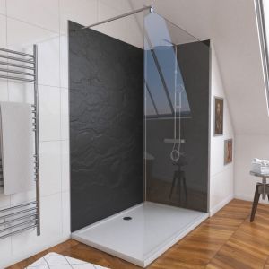 Aurlane Ensemble complet douche à l'Italiennne avec Receveur 90x120 + Paroi transparent + Panneaux muraux