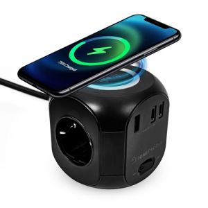 Image de Multiprise cube - HOMEPROTEK - 1 USB A et 2 USB C - Un chargeur à induction - 3 prises Europe - Un bouton ON/OFF - Noir - Noir