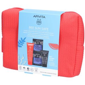 Apivita Bee Sun Safe Hydra Sensitive Crème Visage Spf50+ & Gel Nettoyant Noir & Masque Visage à la Lavande de Mer